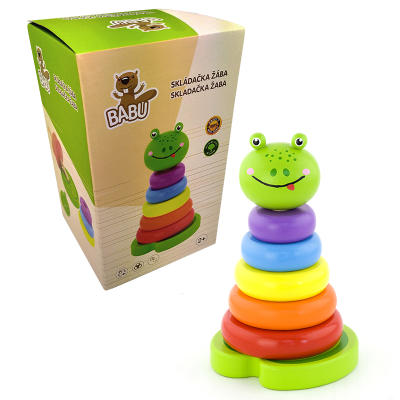BABU - Skládačka barevné kroužky - žába