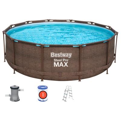 BESTWAY 56709 - Bazén Steel Pro MAX™ Rattan s konstrukcí  366x100 cm set