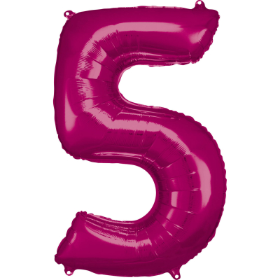 Balónek foliový - číslo 5 - růžové 88 cm