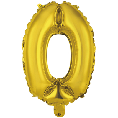 Balónek foliový - číslo mini 0 - zlaté 33 cm