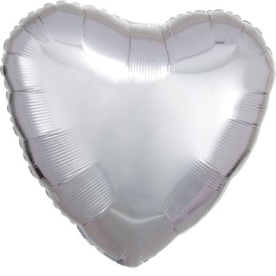 Balónek standart srdce stříbrné