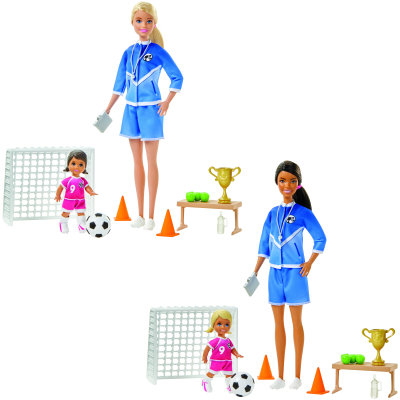 Barbie FOTBALOVÁ TRENÉRKA S PANENKOU HERNÍ SET - více druhů