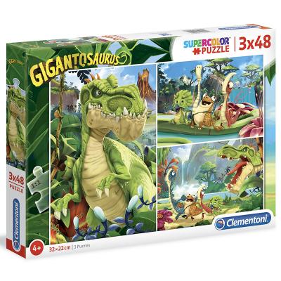 Clementoni - Puzzle 3x48 Gigantosaurus