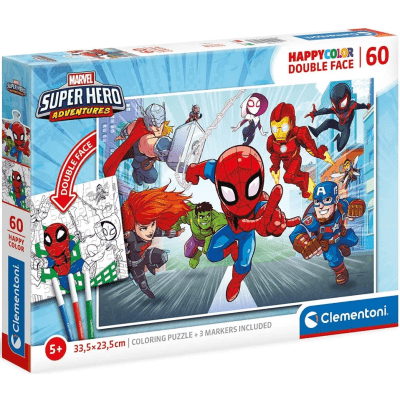 Clementoni - Puzzle 60 Double face Super hero