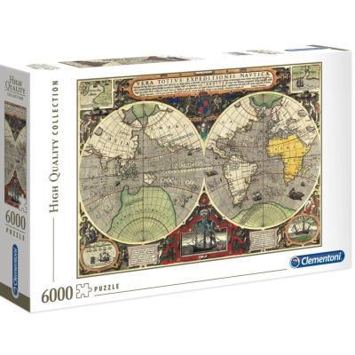Clementoni - Puzzle 6000 – Starožitná námořní mapa světa