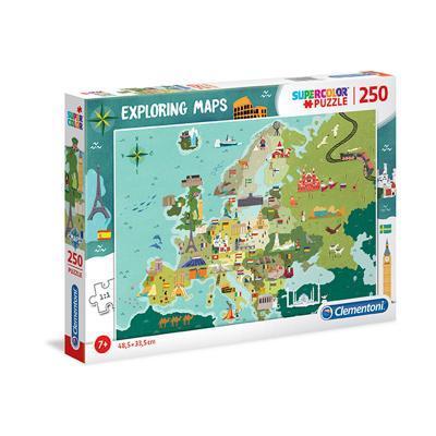 Clementoni - Puzzle Exploring Maps 250 Skvělá místa v Evropě
