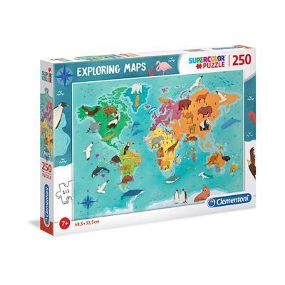 Clementoni - Puzzle Exploring Maps 250 Zvířata ve světě
