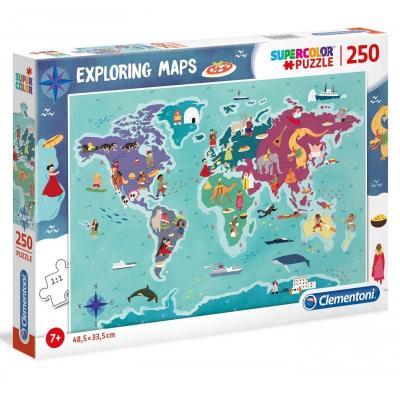 Clementoni - Puzzle Supercolor 250 Exploring maps