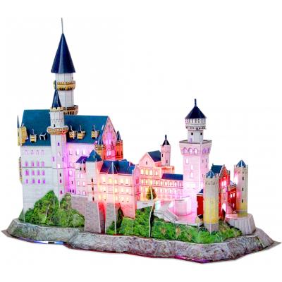 CubicFun - Puzzle 3D Zámek Neuschwanstein s LED světlem - 128 dílků