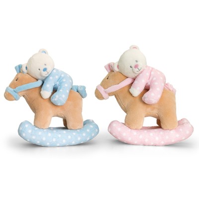 KEEL - Baby medvídek na houpacím koni s hudbou 22cm - 2 druhy