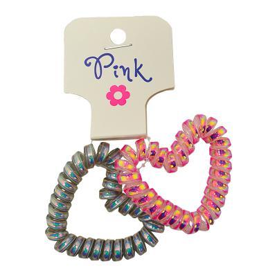 PINK - Gumičky do vlasů srdce - modré a růžové