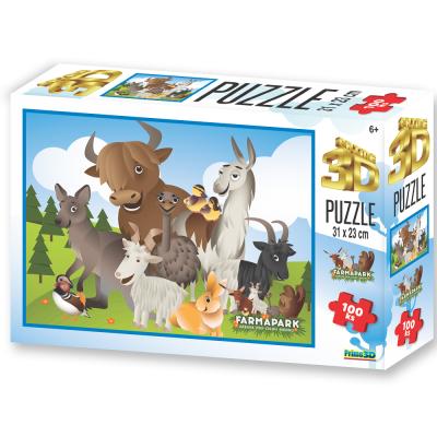 PRIME 3D PUZZLE - FARMAPARK ZVÍŘÁTKA 100 dílků