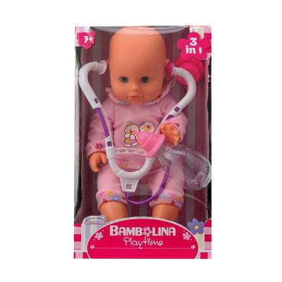 Panenka Bambolina s stetoskopem a kojeneckou lahvičkou 33cm