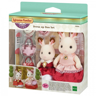 Sylvanian Families - Město - chocolate 2 králičí kamarádky v elegantních šatech