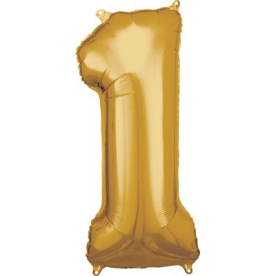 Zlatý foliový balónek 88cm - číslo 1