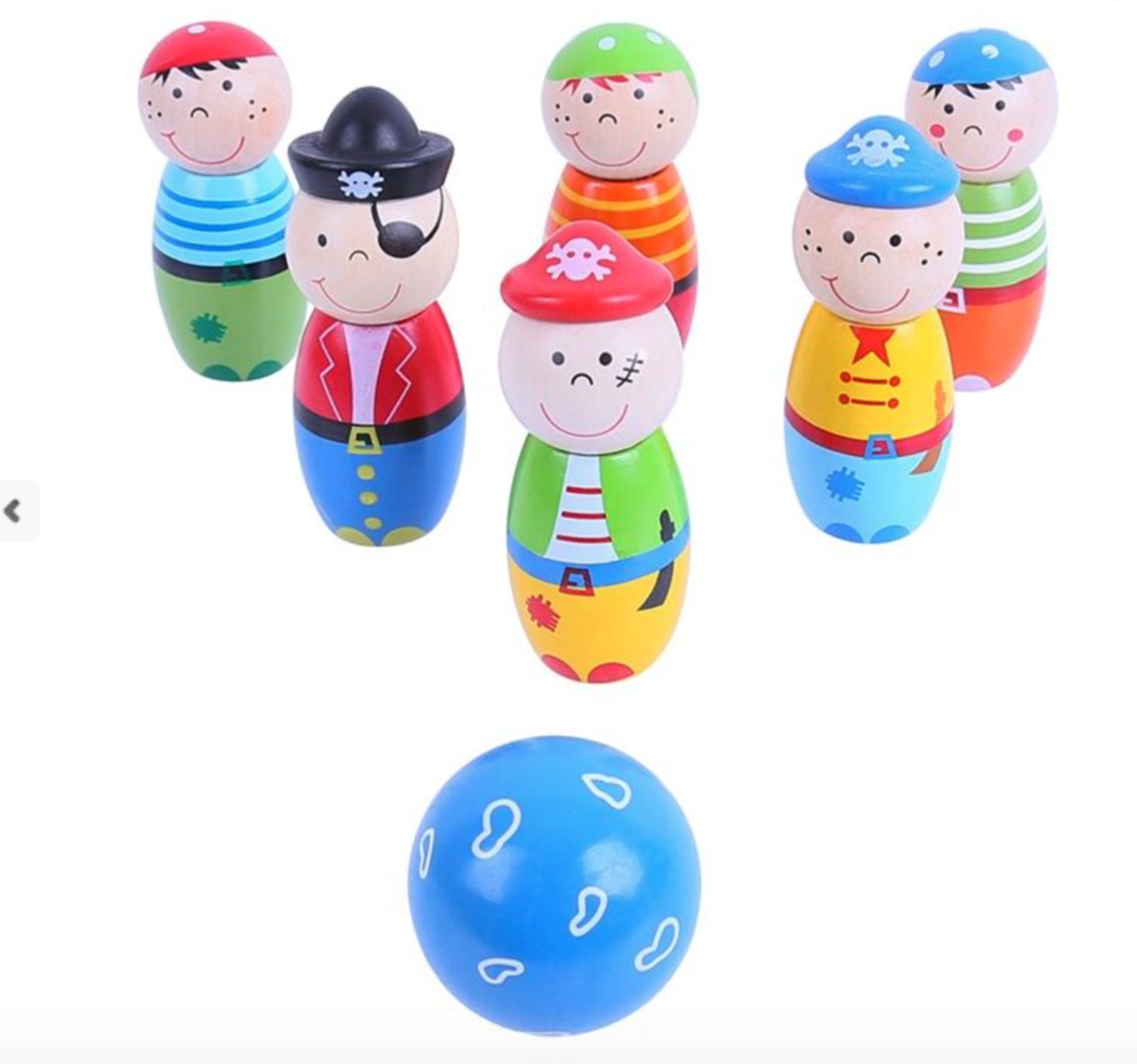 Bigjigs Toys Dřevěné kuželky Piráti