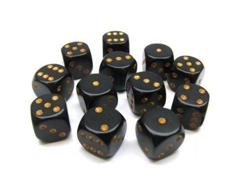 Chessex Hrací kostka 12 mm Barva: černá / zlatá (malá)