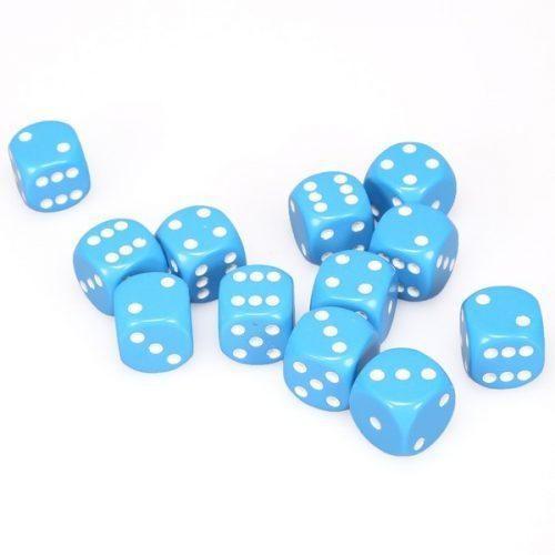 Chessex Hrací kostka 12 mm Barva: světle modrá / bílá (malá)