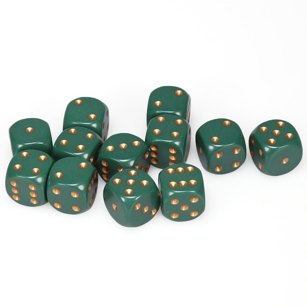 Chessex Hrací kostka 12 mm Barva: tmavě zelená / zlatá (malá)