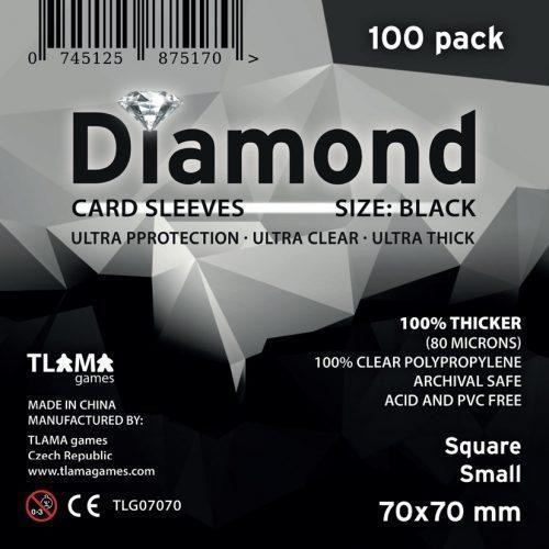 TLAMA games Obaly na karty Diamond Black: Square Small (70x70 mm) (80 mikronů