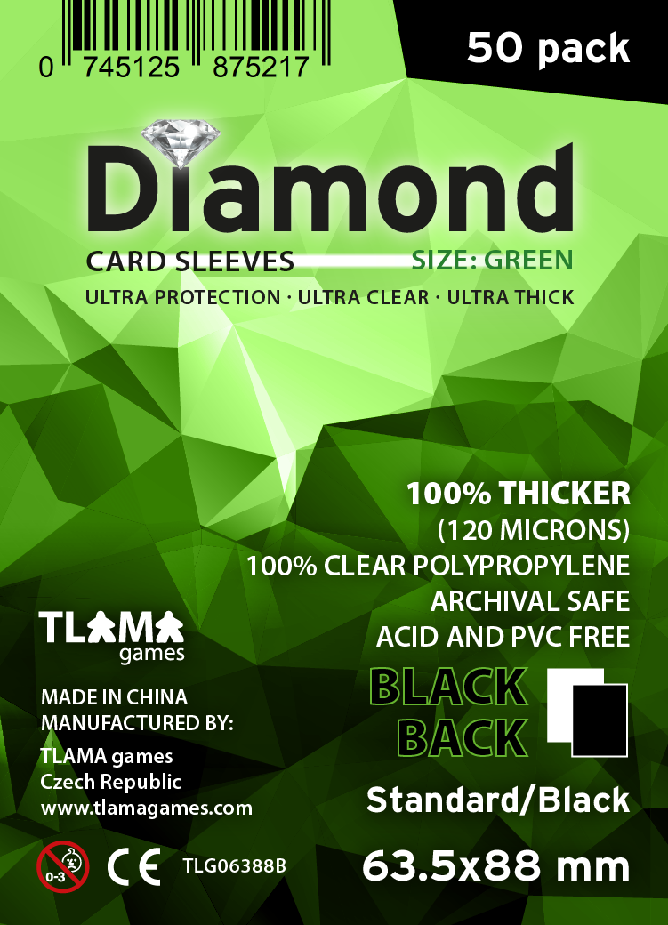 TLAMA games Obaly na karty Diamond Green: Standard Black (63