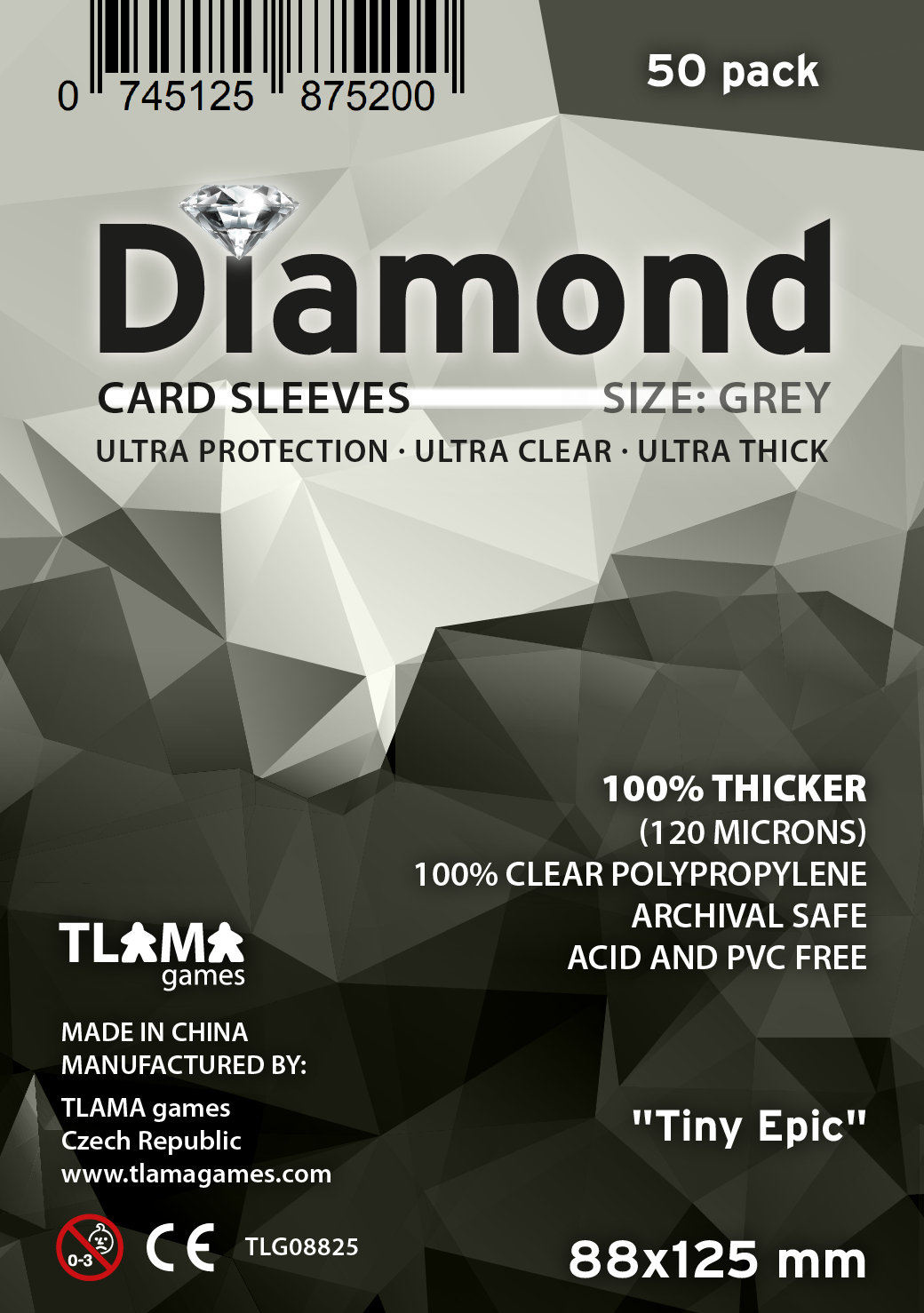 TLAMA games Obaly na karty Diamond Grey: "Tiny Epic" (88x125 mm) (80 mikronů