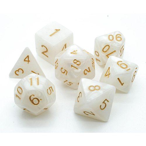 TLAMA games Sada 7 perleťových kostek pro RPG (9 barev) Barva: Bílá (D4