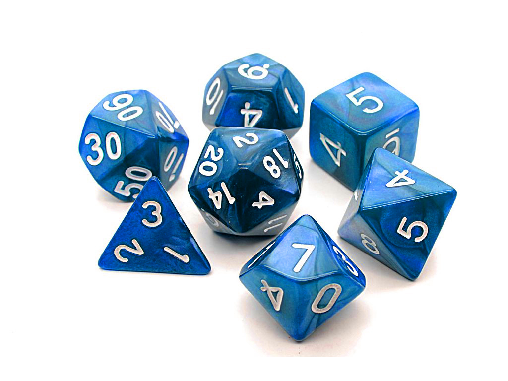TLAMA games Sada 7 perleťových kostek pro RPG (9 barev) Barva: Modrá (D4