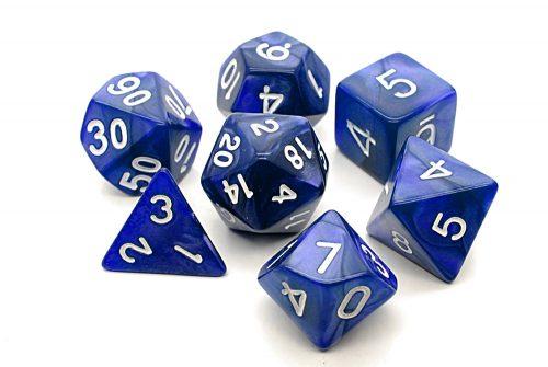 TLAMA games Sada 7 perleťových kostek pro RPG (9 barev) Barva: Tmavě modrá (D4