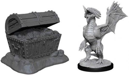 WizKids D&D Nolzur's Marvelous Miniatures - Bronze Dragon Wyrmling & Pile of Sea found Treasure