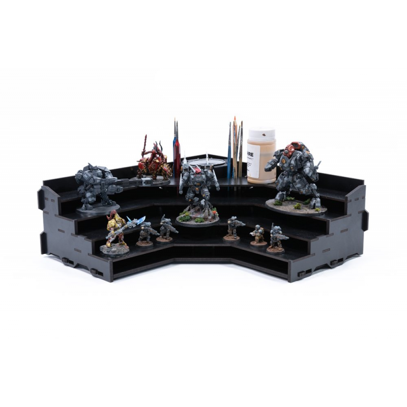 Kraken Wargames Black Paint Rack: Eck Farbregal Top (Tribüne) (Rohový pořadač bez děr)