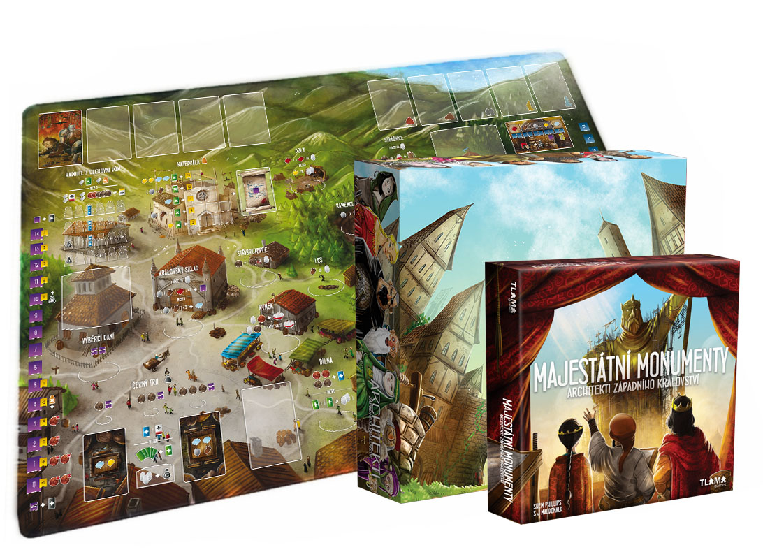 TLAMA games Architekti Západního království: Majestátní monumenty set (rozšíření + sběratelská krabice + playmat)