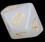 TLAMA games Hrací kostka desetistěnná perleťová Varianta: Bílozlatá d10