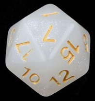 TLAMA games Hrací kostka dvacetistěnná perleťová Barva: Bílá