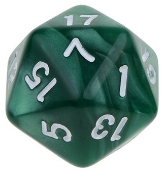 TLAMA games Hrací kostka dvacetistěnná perleťová Barva: Zelená