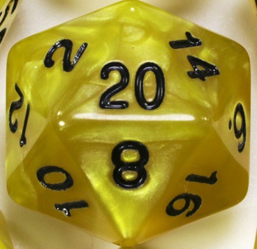 TLAMA games Hrací kostka dvacetistěnná perleťová Barva: žlutá / černá
