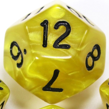 TLAMA games Hrací kostka dvanáctistěnná perleťová Barva: žlutá / černá