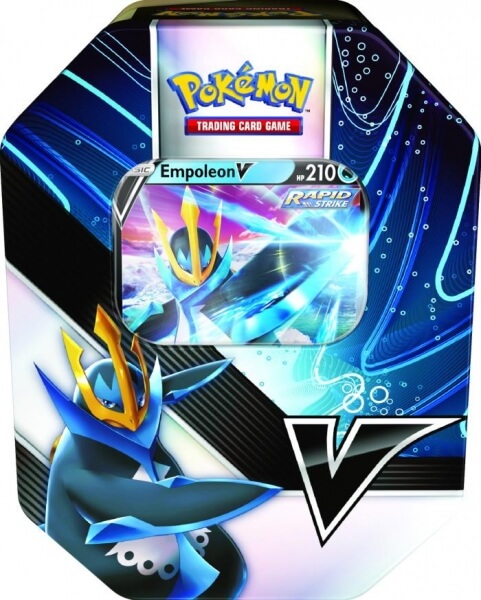 Nintendo Pokémon TCG: V Strikers Tin (Tyranitar V / Empoleon V) Varianta: Pokémon Summer 2021 V Strikers Tin - Empoleon V
