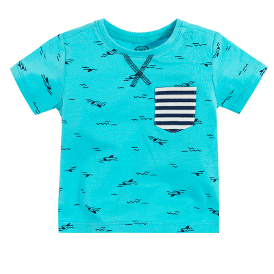 COOL CLUB Chlapecké tričko s krátkým rukávem s kapsičkou TYRKYSOVÁ 80