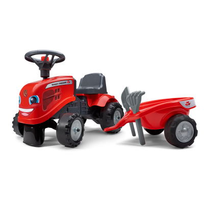 FALK - Odstrkovadlo traktor Massey Ferguson červené s volantem a valníkem