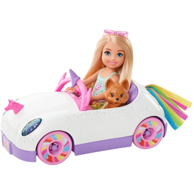 Barbie Chelsea a kabriolet s nálepkami GXT41