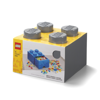 LEGO úložný box 4 s šuplíkem - tmavě šedá