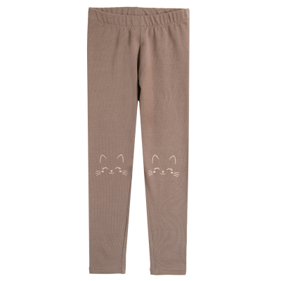 Legíny s aplikací na kolenou- hnědé - 92 BROWN