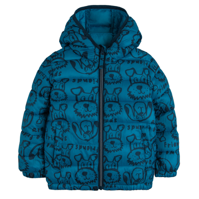 Prošívaná bunda s kapucí- modrá - 92 BLUE