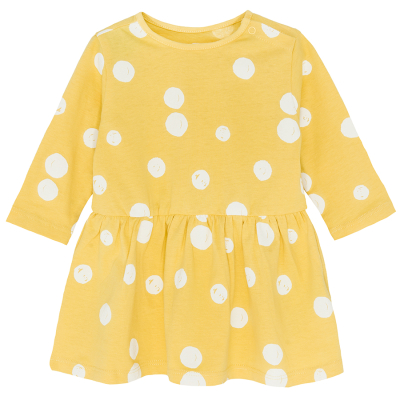 Puntíkaté šaty s dlouhým rukávem- žluté - 62 YELLOW