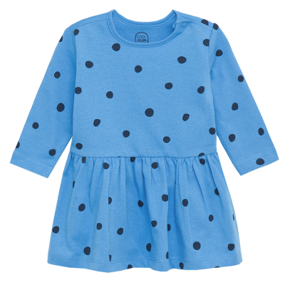 Puntíkované šaty s dlouhým rukávem- modré - 62 BLUE