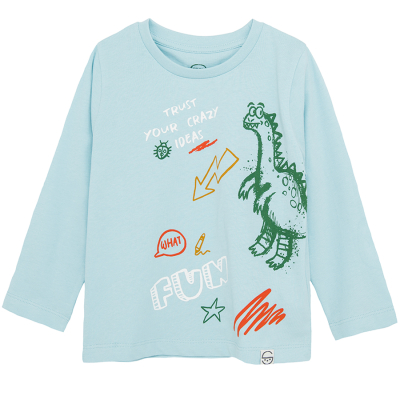 Tričko dlouhý rukáv s dinosaurem- švětle modré - 92 LIGHT BLUE