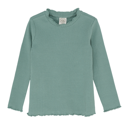 Žebrované tričko s dlouhým rukávem- zelené - 104 GREEN
