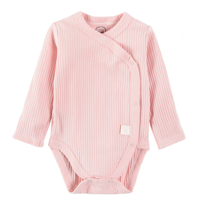 Žebrované zavinovací body s dlouhým rukávem- řůžové - 62 PINK