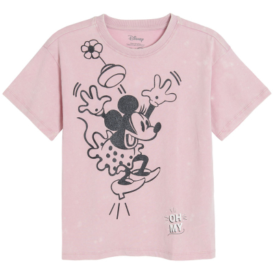 Bavlněné tričko s krátkým rukávem Minnie- růžové - 134 PINK